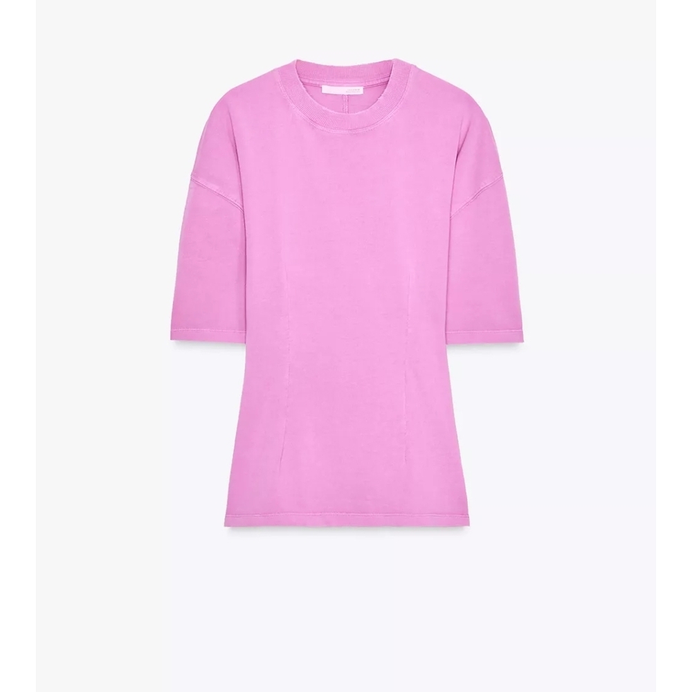 ZARA WASHED SLIM FIT T-SHIRT, FUCSHIA , SIZE M